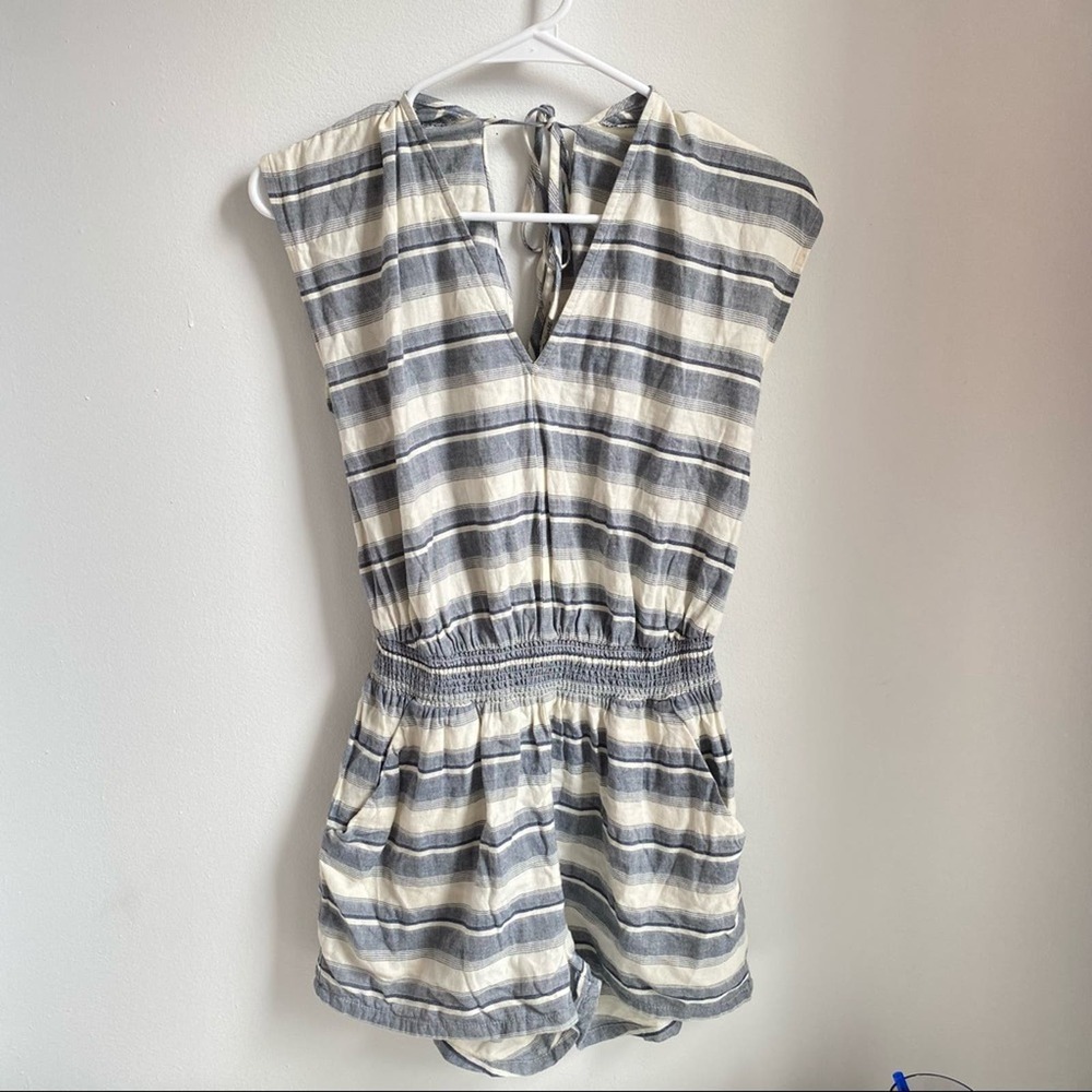 Madewell Blue/White Striped Yucatán Romper - Picture 1 of 9